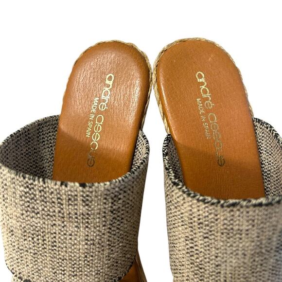 Andre Assous Amalia Wedge Sandal Women’s 38/7 Espadrille Leather Upper Spain - Picture 2 of 7